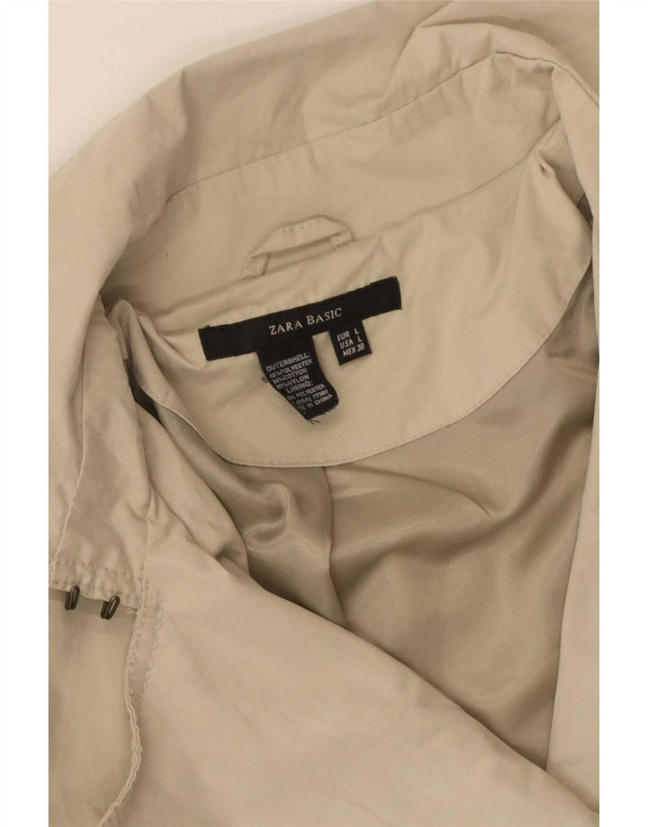 Zara Damen Zweireihiger Trenchcoat UK 14 Large Beige Polyester