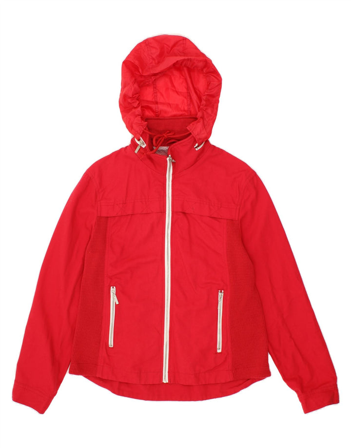 PACO Womens Hooded Bomber Jacket UK 14 Medium Red Cotton Vintage Paco and Second-Hand Paco from Messina Hembry 