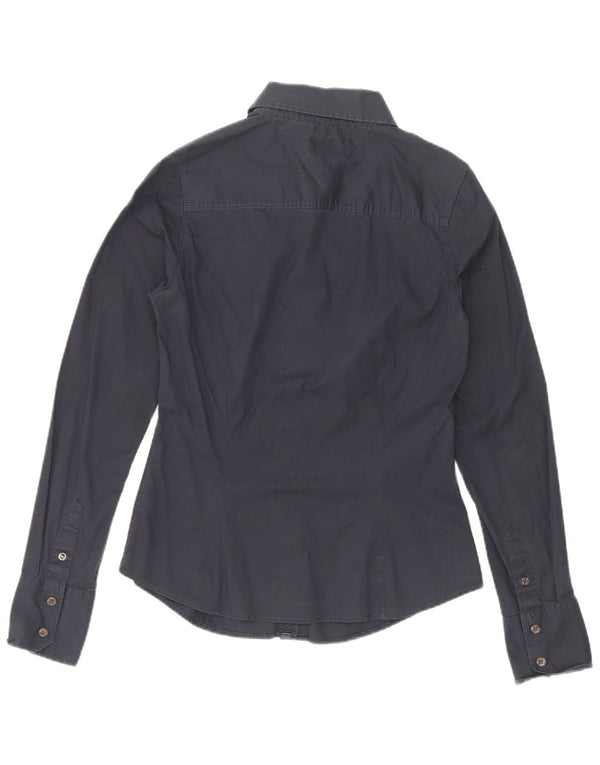 Tommy Hilfiger Damenhemd UK 12 Medium Marineblau Baumwolle