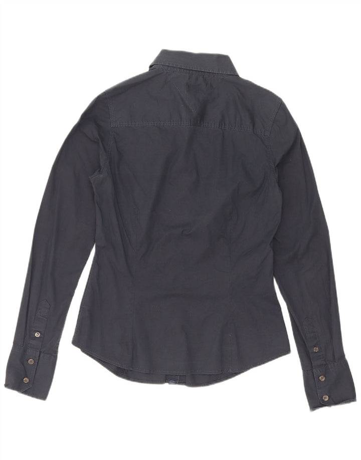 Tommy Hilfiger Damenhemd UK 12 Medium Marineblau Baumwolle