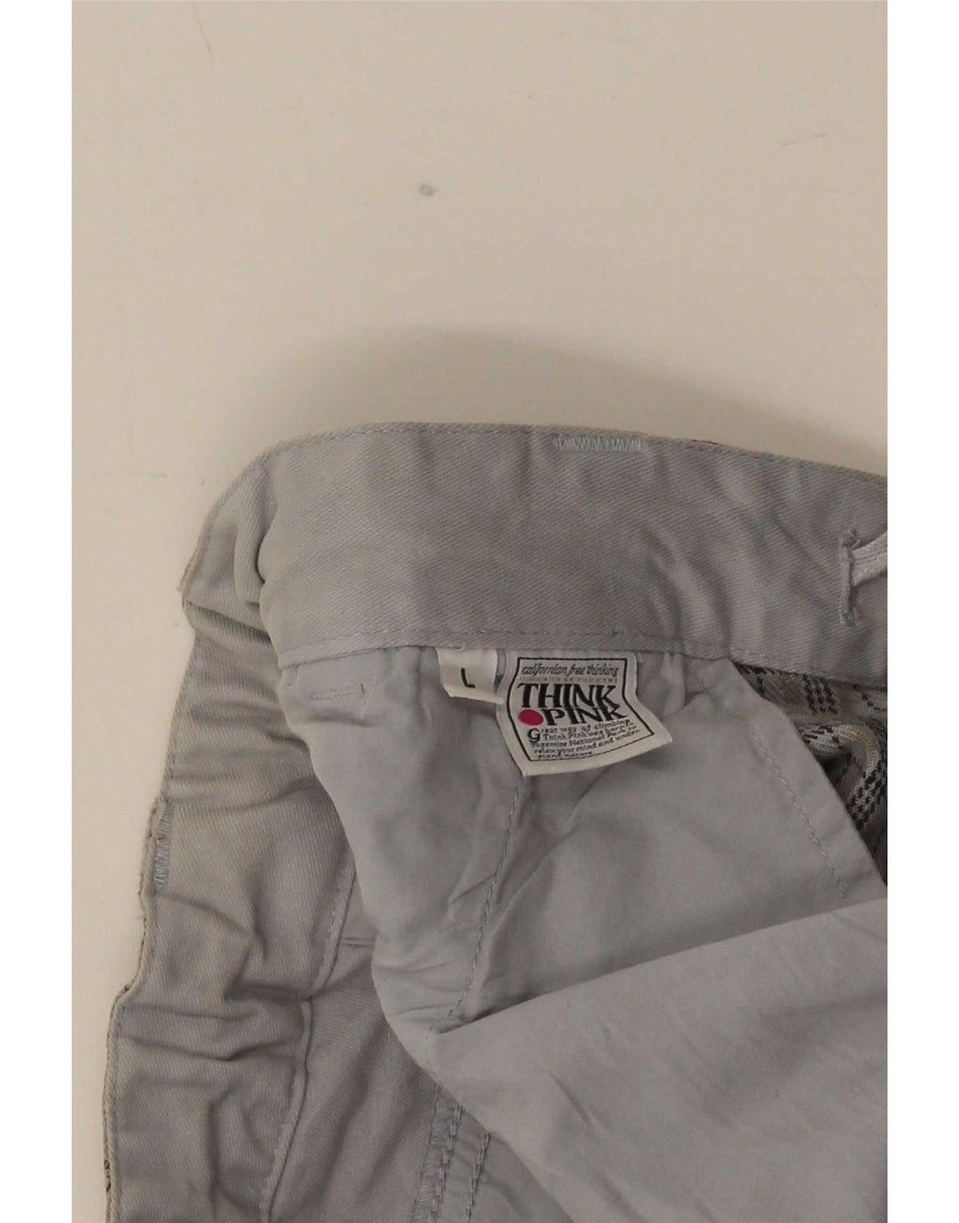Think Pink Gerade Herren-Chinohose, Größe L, W36, L32, Grau kariert