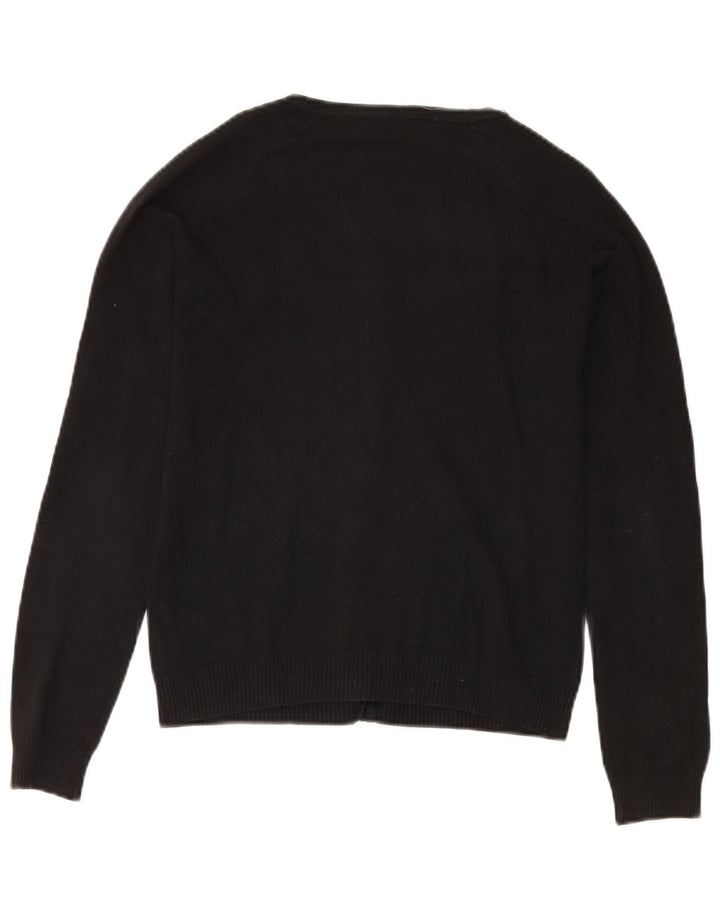 Zara Damen-Cardigan-Pullover UK 12 Mittelschwarze Baumwolle