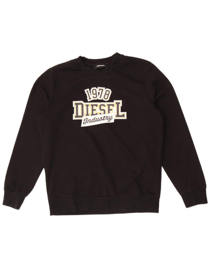 Diesel Herren Grafik-Sweatshirt-Pullover aus mittelschwarzer Baumwolle