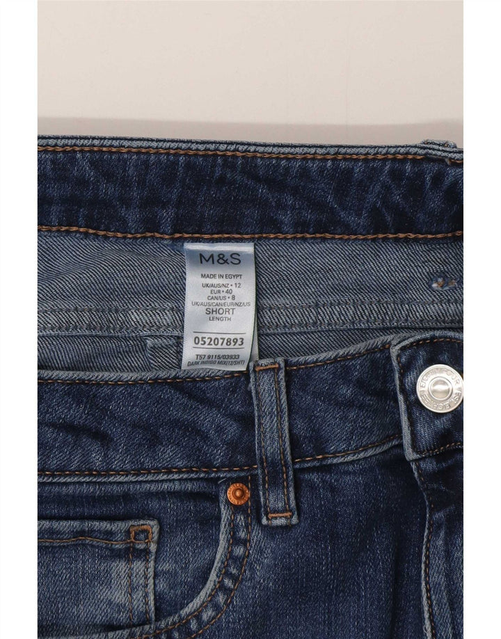 Marks & Spencer Damen High Rise Cropped Jeans UK 12 Medium W30 L25 Blau