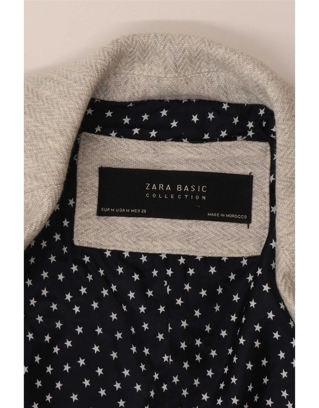 Zara Damen 1-Knopf-Blazerjacke UK 12 Mittelgraues Fischgrätenmuster