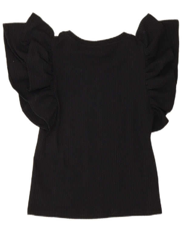 Zara Damen Crop Bluse Top UK 10 Small Schwarz