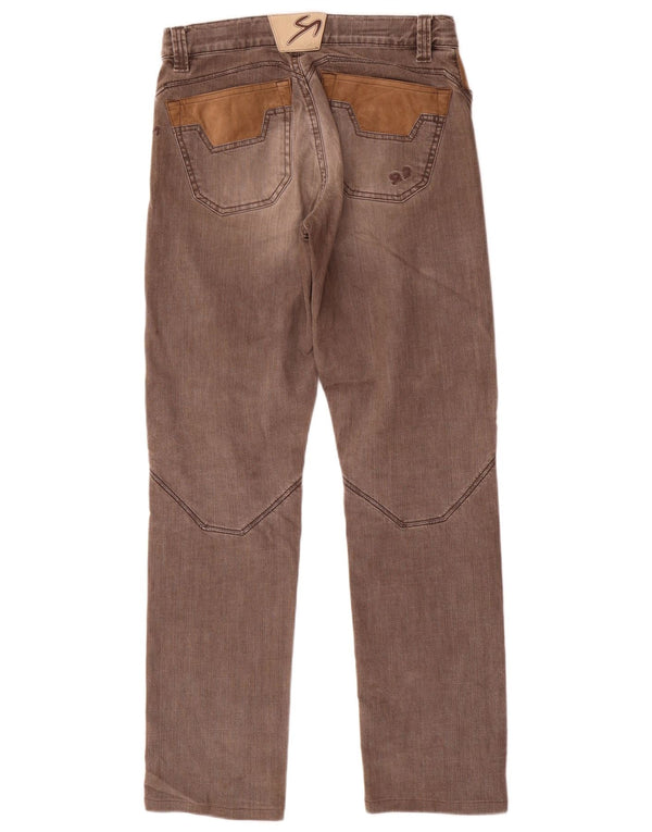 9.2 von Carlo Chionna Herren Straight Jeans W33 L32 Braune Colourblock-Baumwolle