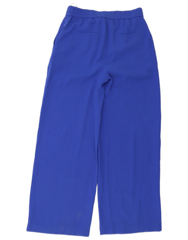 Marks & Spencer Womens Wide Leg Casual Trousers UK 14 Large W34 L33 Blue