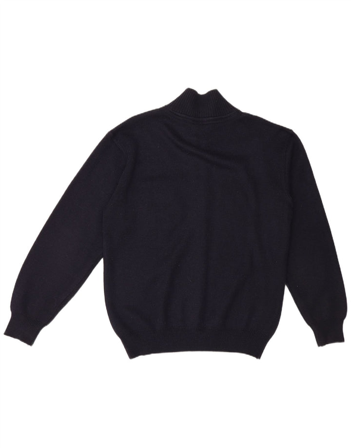 Vintage Herren-Cardigan mit durchgehendem Reißverschluss, mittleres Marineblau