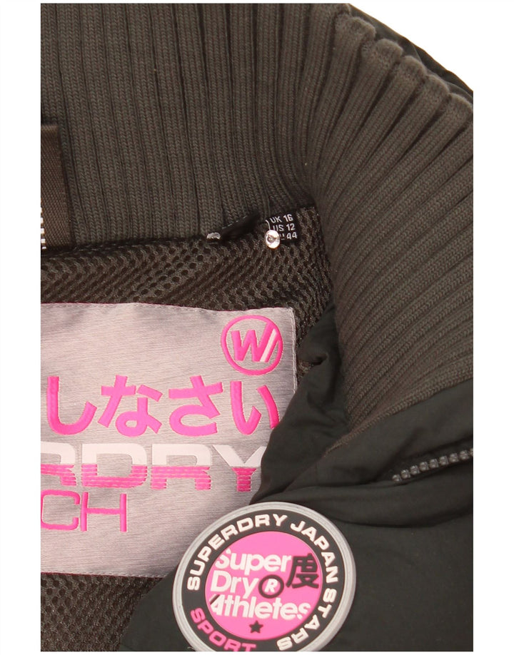 Superdry Damen Graphic Hooded Wattierte Jacke UK 16 Large Grün Polyester