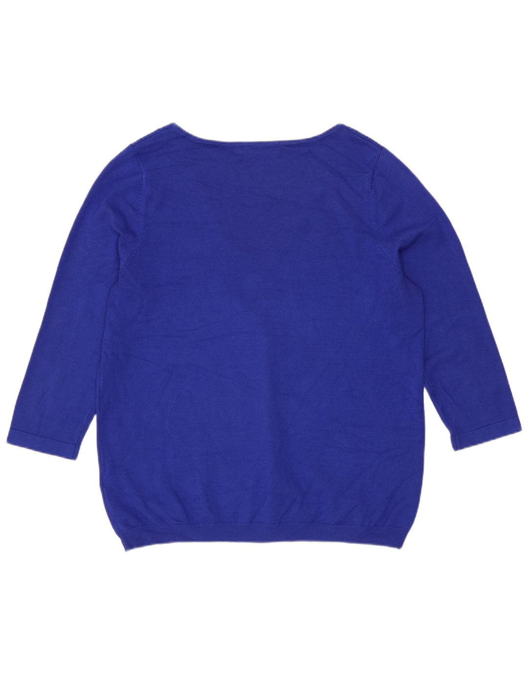 Marks & Spencer Damen-Pullover mit 3/4-Ärmeln und V-Ausschnitt, Gr. 12, Mittelblau