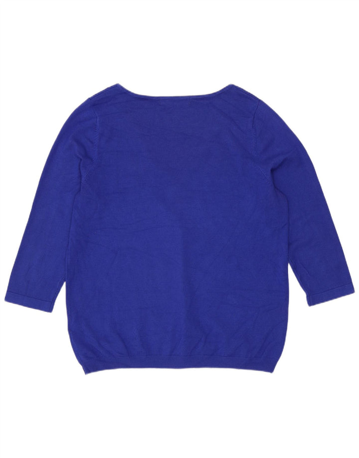 Marks & Spencer Damen-Pullover mit 3/4-Ärmeln und V-Ausschnitt, Gr. 12, Mittelblau