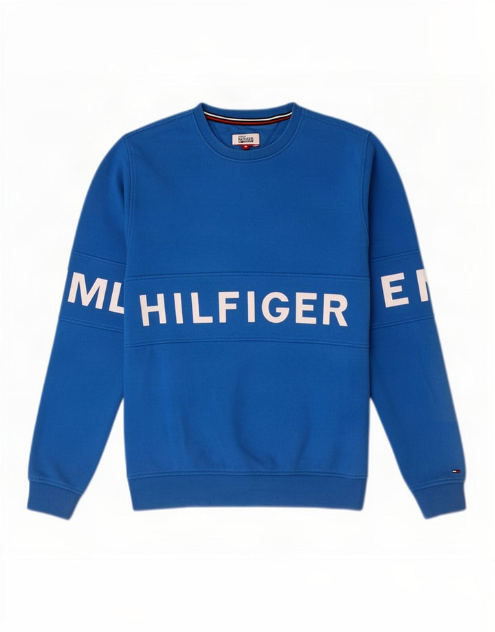 Tommy Hilfiger Herren-Sweatshirt mit Grafik, mittelblaue Baumwolle