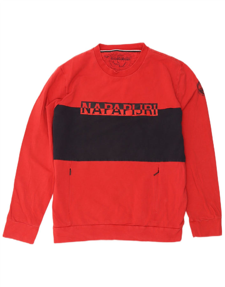 Napapijri Herren-Sweatshirt mit Grafik, 2XL, Rot, Farbblock