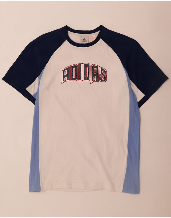 Adidas Herren Grafik T-Shirt Top UK 34/36 Small Weiß Colourblock Baumwolle