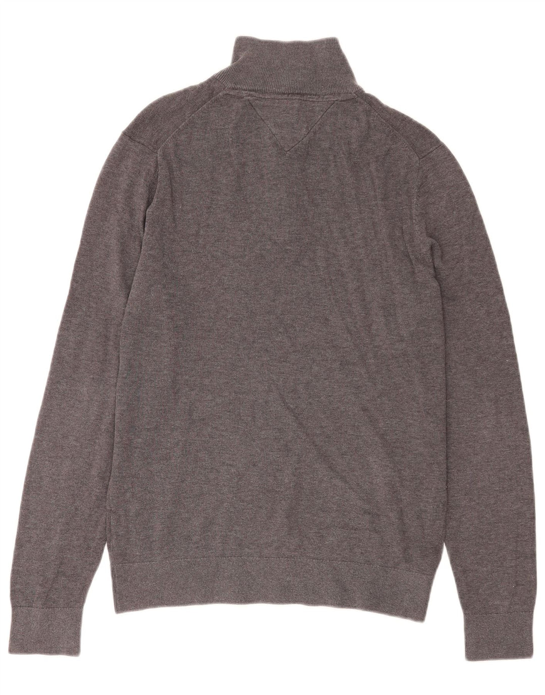 Tommy Hilfiger Herren-Pullover mit Reißverschluss am Hals, mittelgrau gefleckte Baumwolle
