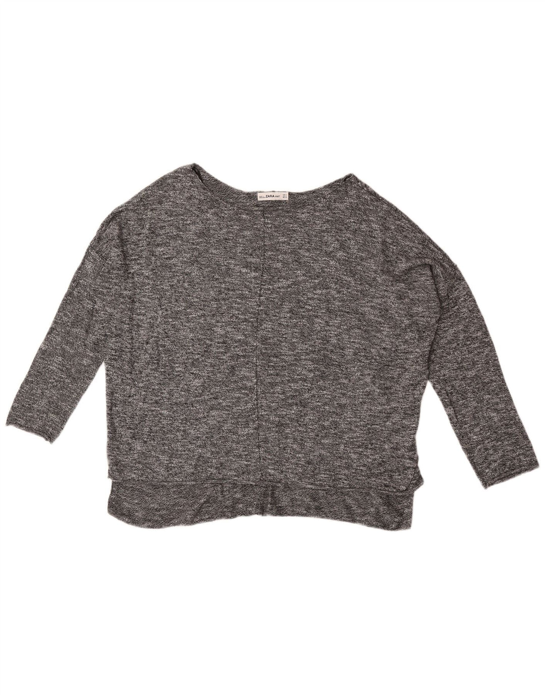 Übergroßer Damen-Pullover mit U-Boot-Ausschnitt von Zara, Gr. 10, Größe S, Grau meliert