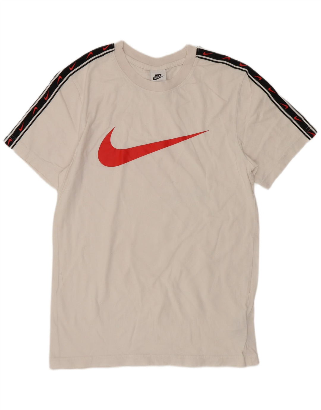 Nike Herren-T-Shirt mit Grafik, Größe S, weiße Farbblock-Baumwolle