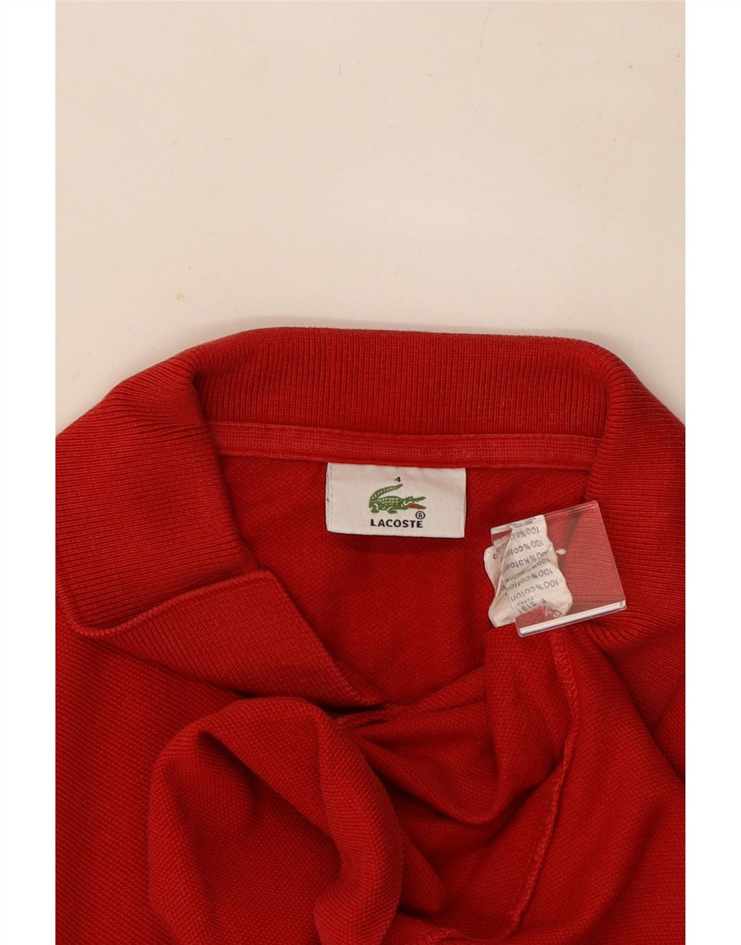 Lacoste Herren-Poloshirt, Größe 4, mittelrote Baumwolle