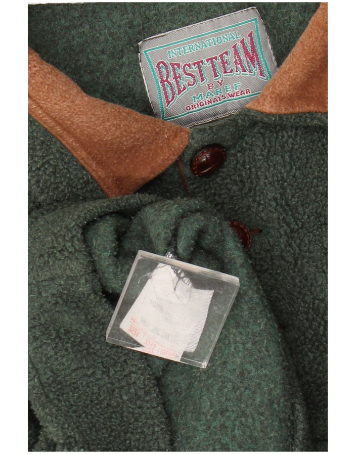 Vintage Herren Fleece-Pullover mit grafischer lockerer Passform, Größe 50/52, mittelgrün