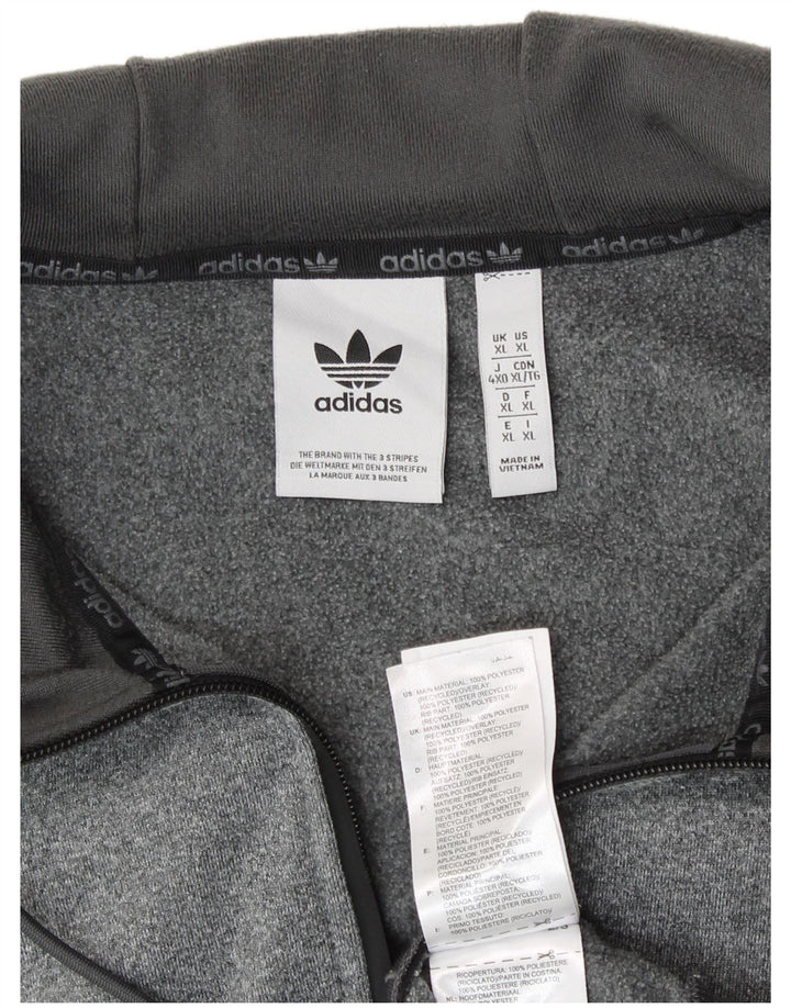 ADIDAS Mens Graphic Zip Hoodie Sweater XL Grey Colourblock Polyester