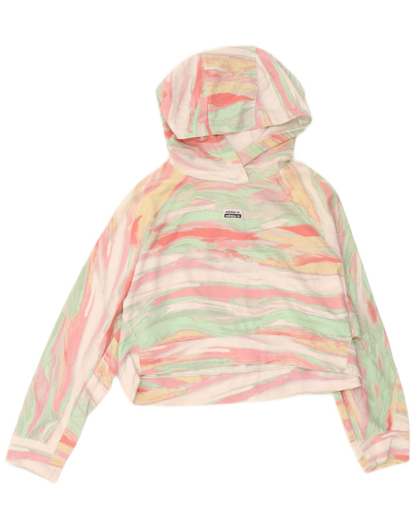 Adidas Damen Crop Oversized Hoodie Pullover UK 6 XS Mehrfarbig gestreift