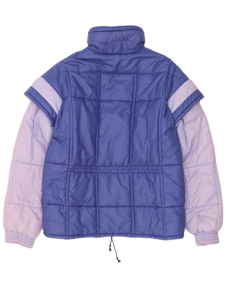 Wattierte Vintage-Herrenjacke IT 48 Mittelblaues Colourblock-Polyamid