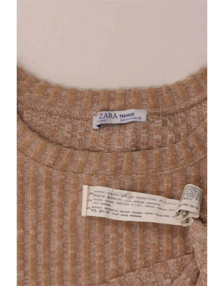 Zara Damen-Pullover, übergroß, mit Rundhalsausschnitt, Gr. 14, Mittelbeige