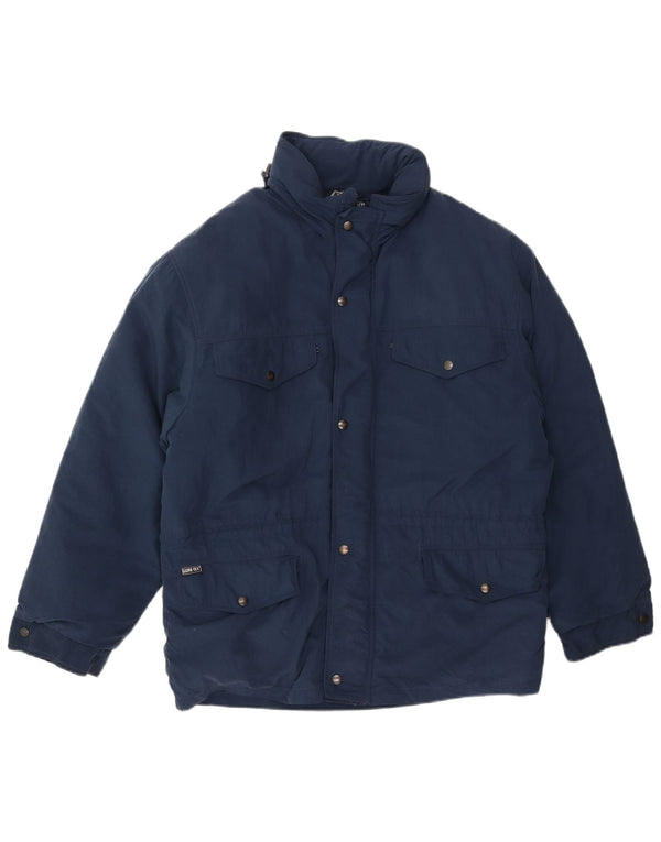 Vintage Herren-Jacke mit Kapuze, lockere Passform, gepolstert, EU 46, klein, Marineblau