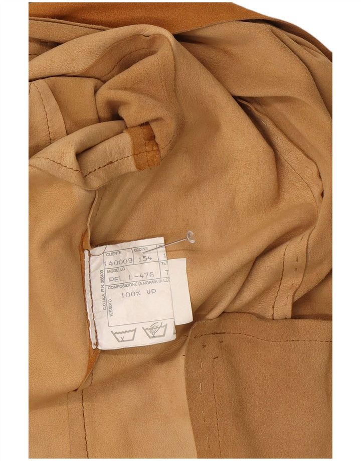 Vintage Damen Wildleder-Overshirt-Hemd IT 44 Mittelbeiges Leder