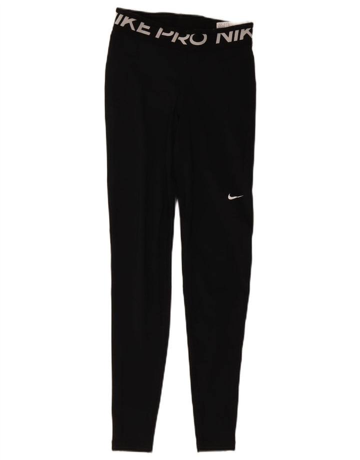 Nike Damen Dri Fit Graphic Leggings UK 4 XS Schwarz Polyester