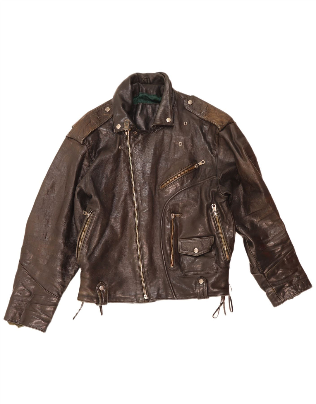 Vintage Herren Leder Bikerjacke UK 38 Mittelbraunes Leder