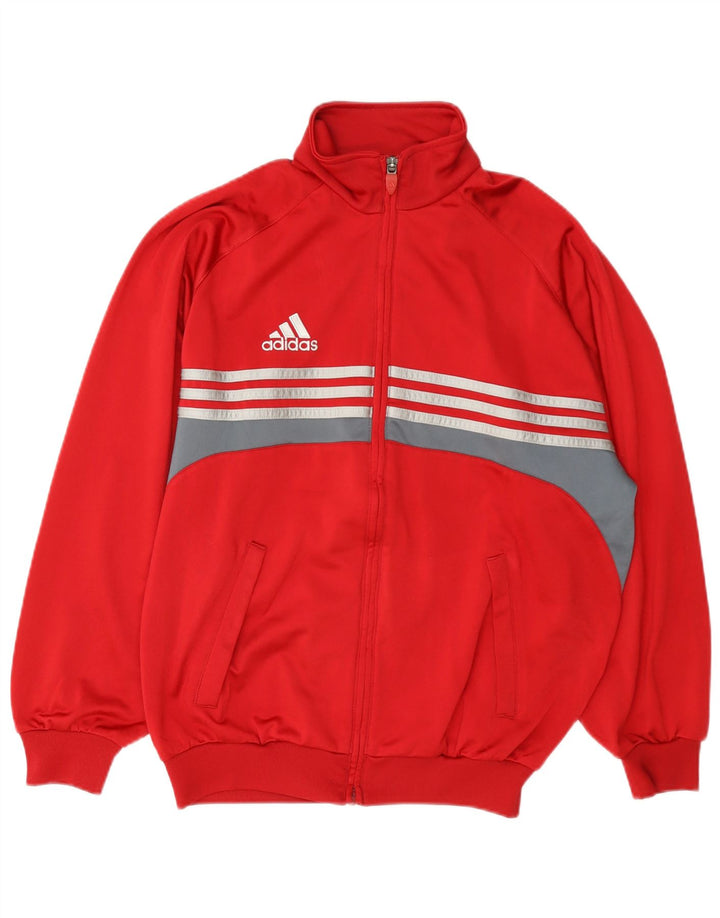 Adidas Herren-Trainingsanzug-Top-Jacke, UK 34/36, klein, rotes Farbblock-Polyester