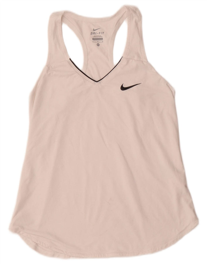 NIKE Damen Dri Fit Weste Top UK 12 Mittelweißes Polyester