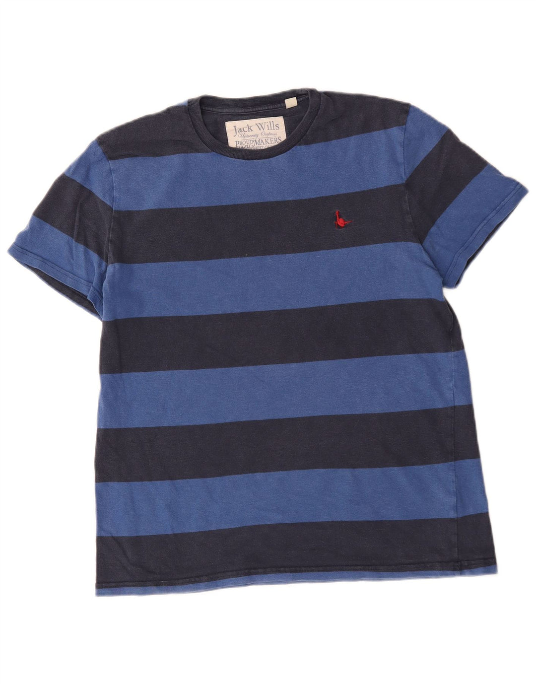Jack Wills Herren-T-Shirt-Oberteil aus mittelblauer, gestreifter Baumwolle