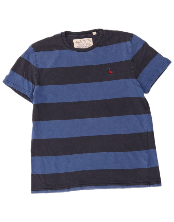 Jack Wills Mens T-Shirt Top Medium Navy Blue Striped Cotton