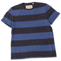 Jack Wills Herren-T-Shirt-Oberteil aus mittelblauer, gestreifter Baumwolle