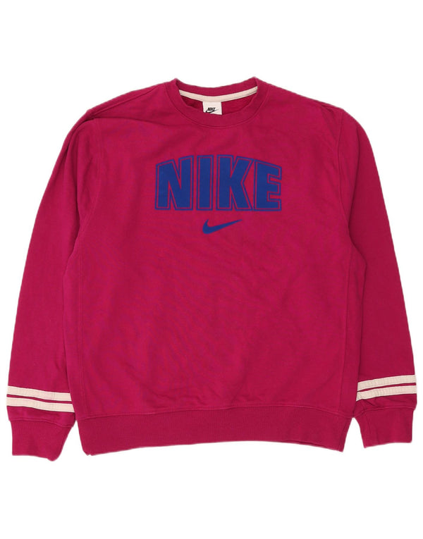 Nike Womens Graphic Oversized Sweatshirt Pullover UK 14 Mittelrosa Baumwolle