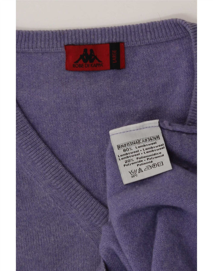 Kappa Herren-Pullover mit V-Ausschnitt, groß, violette Lammwolle
