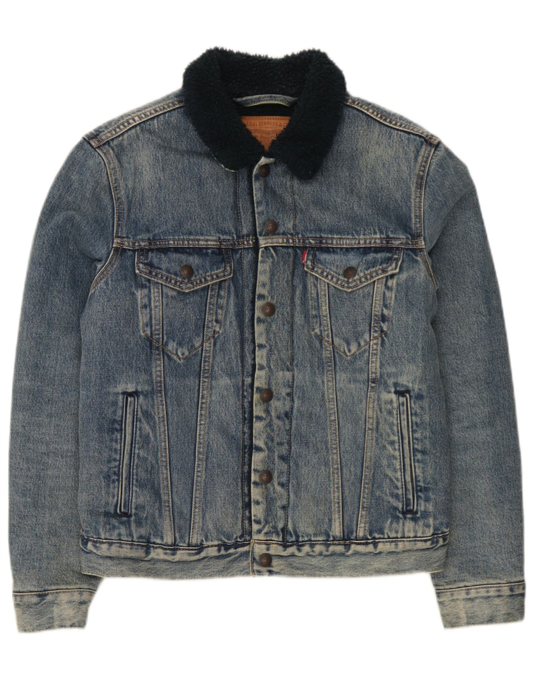 Levi's Herren Sherpa Jeansjacke UK 36 Small Blaue Baumwolle