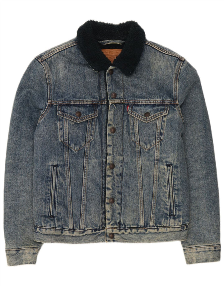 Levi's Herren Sherpa Jeansjacke UK 36 Small Blaue Baumwolle