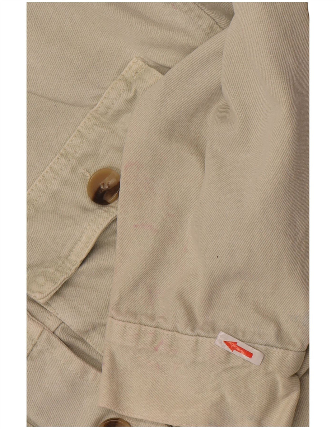 Zara Damen Crop Denim Jacke UK 10 Small Off White Cotton