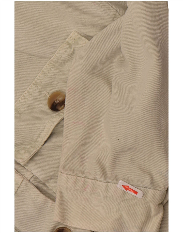 Zara Damen Crop Denim Jacke UK 10 Small Off White Cotton