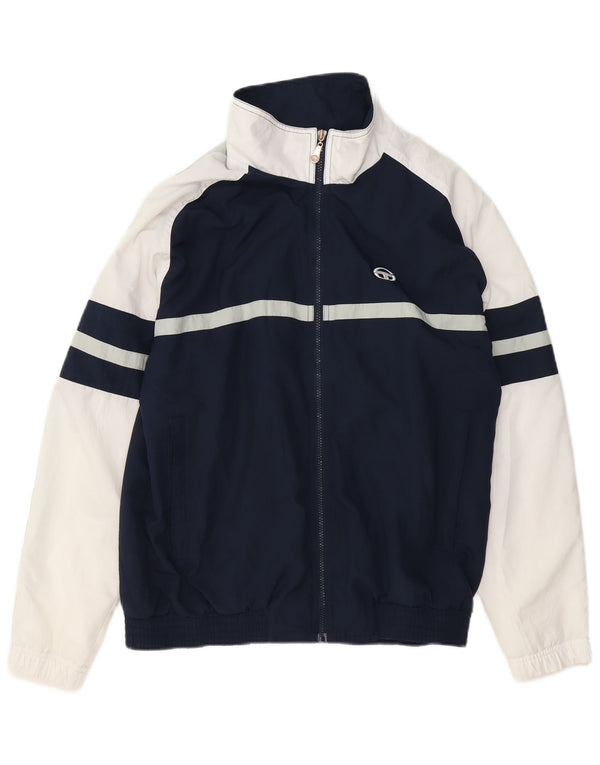 Sergio Tacchini Herren-Trainingsanzug-Oberteil-Jacke, mittleres Marineblau, Farbblock