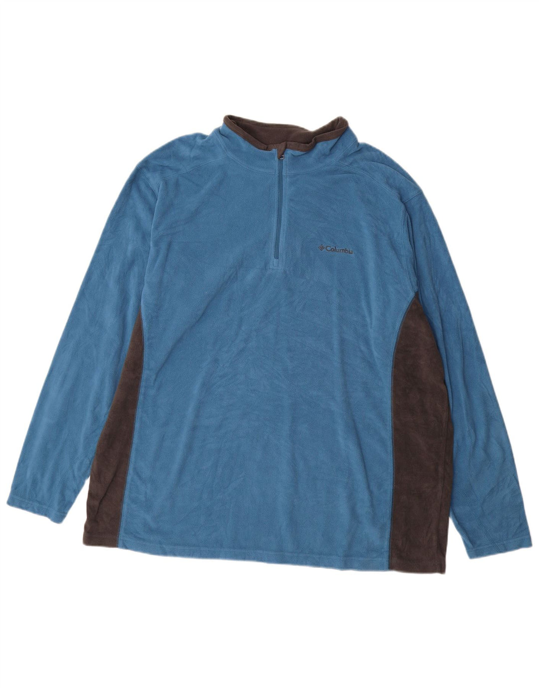 COLUMBIA Herren-Fleecepullover mit Reißverschluss am Hals, 2XL, blaues Farbblock-Polyester