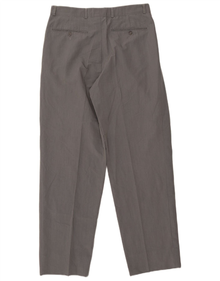 Vintage Herren-Chinohose mit Klammern, Größe 48, mittelgroß, W32, L32, graues Polyester