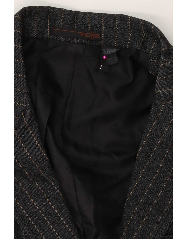 Zara Herren-Blazer-Jacke, UK 38, mittelgrau, gestreift, Baumwolle