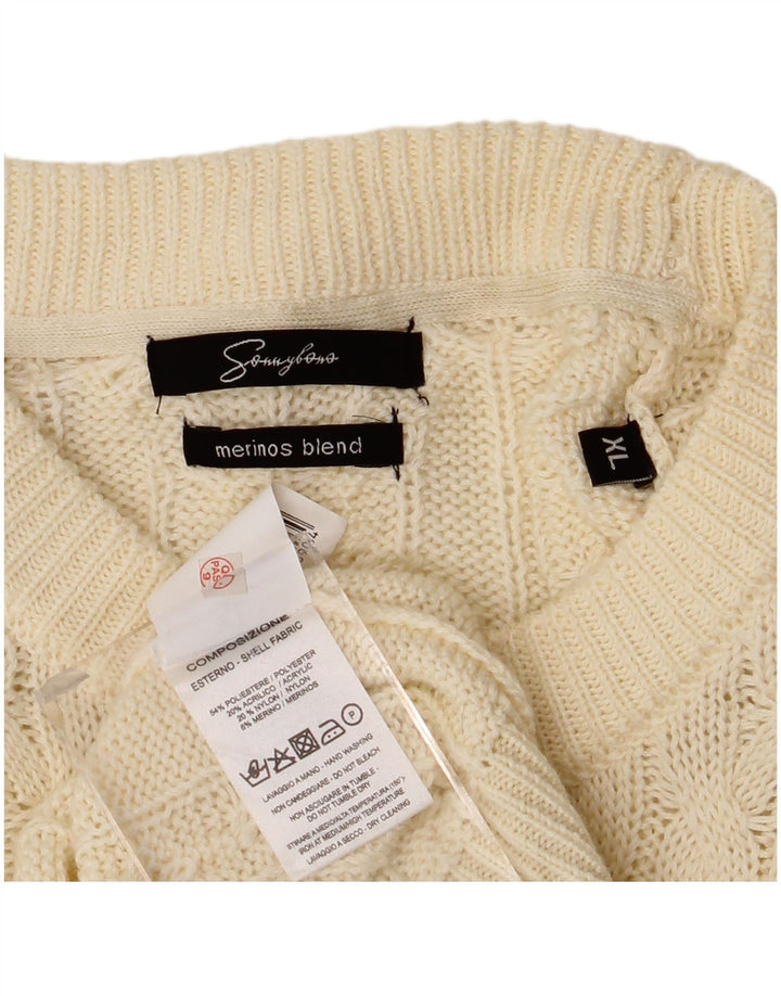 Sonny Bono Herren-Pullover mit Rundhalsausschnitt, XL, cremefarbenes Polyester