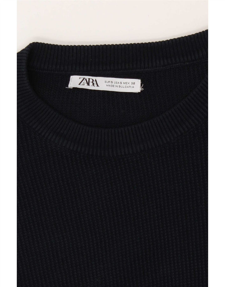 Zara Herren-Pullover mit Rundhalsausschnitt, Größe S, Marineblau