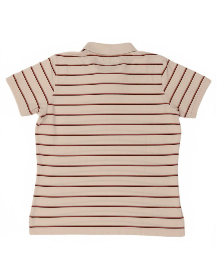 SUPERDRY Womens Polo Shirt UK 12 Medium White Striped